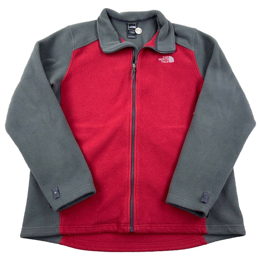 North Face Jacket Men XL Red Gray Fleece Interchange Coat Layer Colorblock Adult